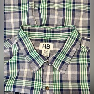 Harbor Bay Men's Plaid (Blue-Green) Short Sleeve ButtonUp (3XLT)
